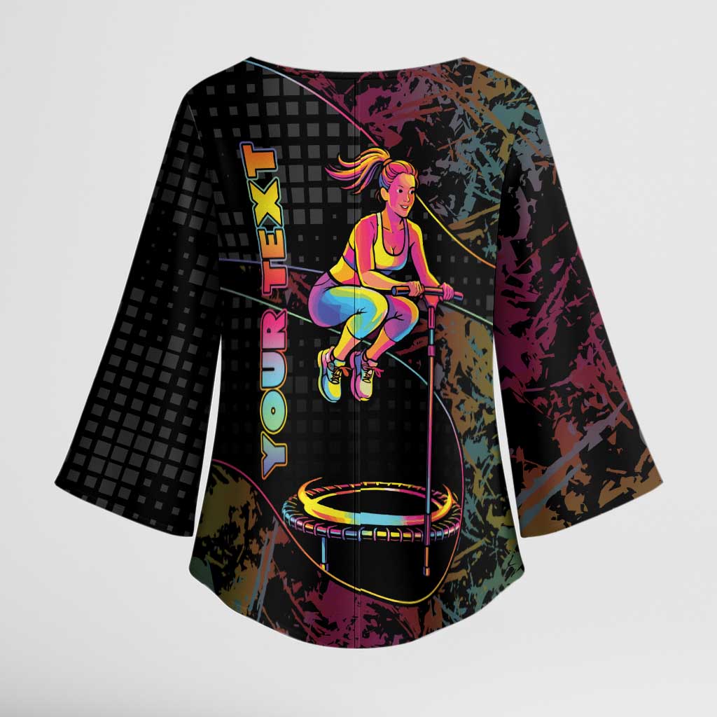 Personalized Jumping Fitness Kimono Sleeve Blouse Trampoline Workout Pop Art