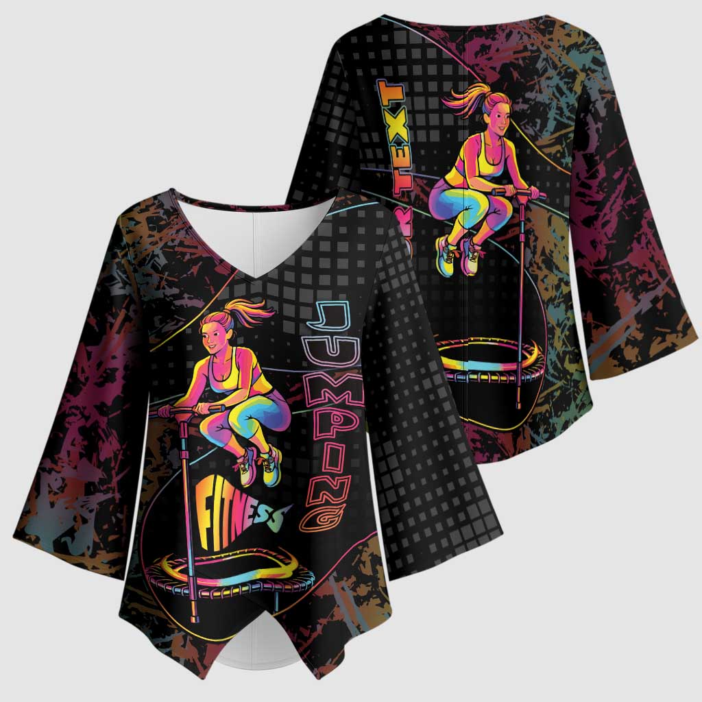 Personalized Jumping Fitness Kimono Sleeve Blouse Trampoline Workout Pop Art