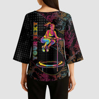 Personalized Jumping Fitness Kimono Sleeve Blouse Trampoline Workout Pop Art
