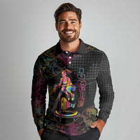 Personalized Jumping Fitness Long Sleeve Polo Shirt Trampoline Workout Pop Art