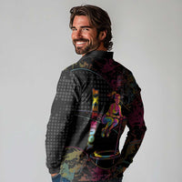 Personalized Jumping Fitness Long Sleeve Polo Shirt Trampoline Workout Pop Art