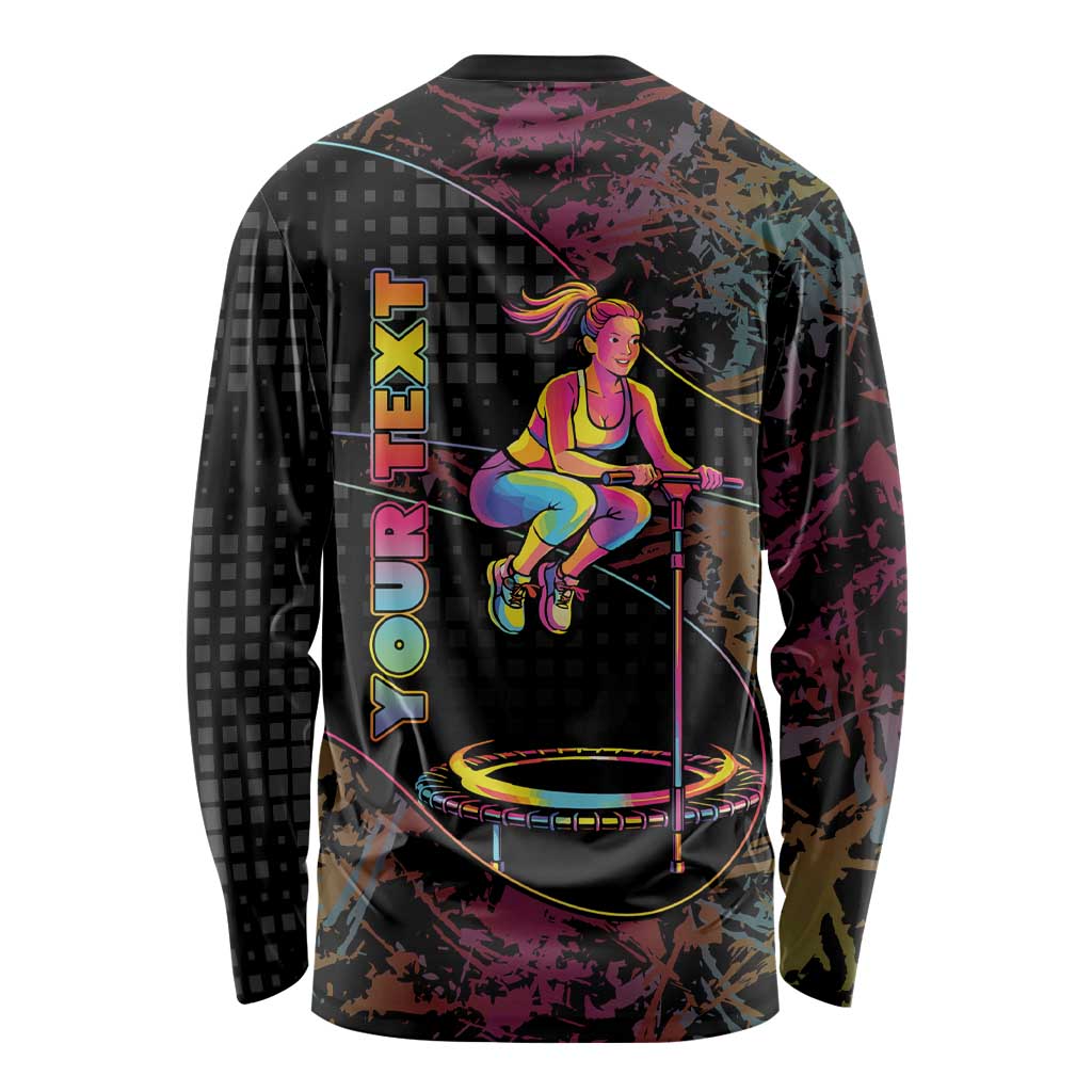Personalized Jumping Fitness Long Sleeve Shirt Trampoline Workout Pop Art