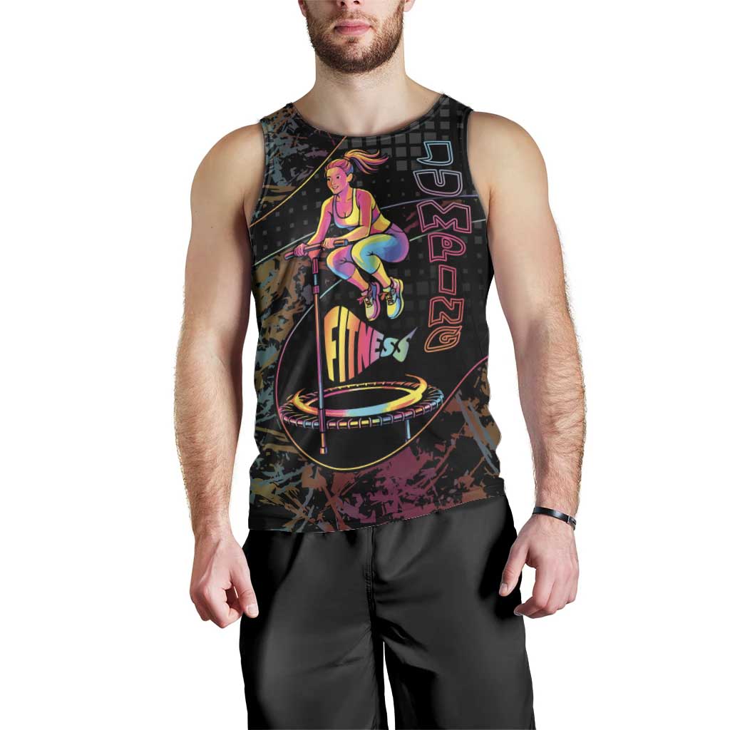Personalized Jumping Fitness Men Tank Top Trampoline Workout Pop Art