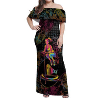 Personalized Jumping Fitness Off Shoulder Maxi Dress Trampoline Workout Pop Art