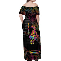 Personalized Jumping Fitness Off Shoulder Maxi Dress Trampoline Workout Pop Art