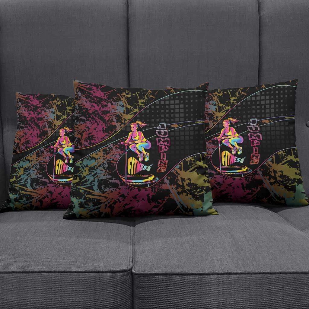 Jumping Fitness Pillow Cover Trampoline Workout Pop Art