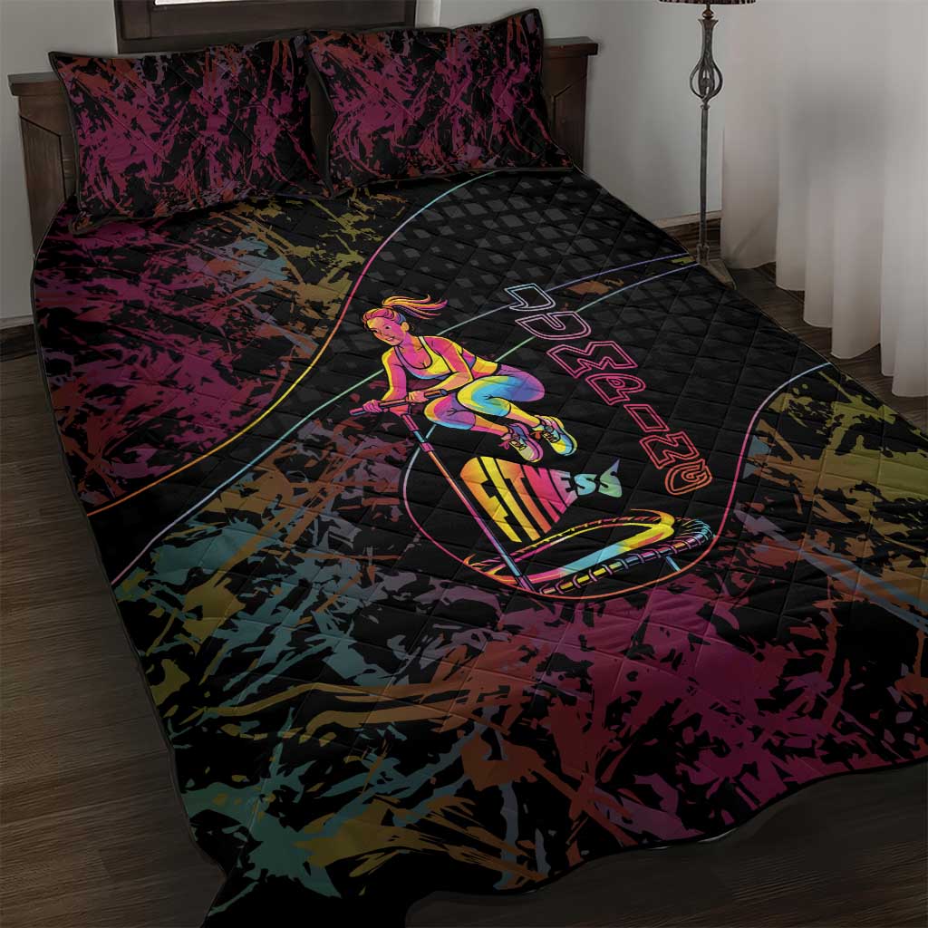 Jumping Fitness Quilt Bed Set Trampoline Workout Pop Art