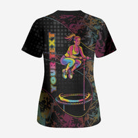 Personalized Jumping Fitness Scrub Top Trampoline Workout Pop Art