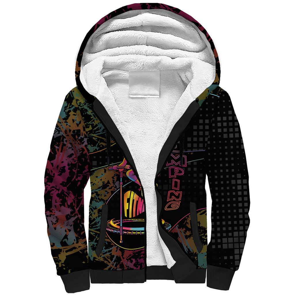 Personalized Jumping Fitness Sherpa Hoodie Trampoline Workout Pop Art