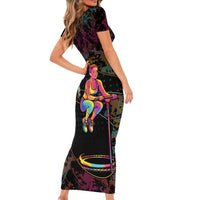 Personalized Jumping Fitness Short Sleeve Bodycon Dress Trampoline Workout Pop Art