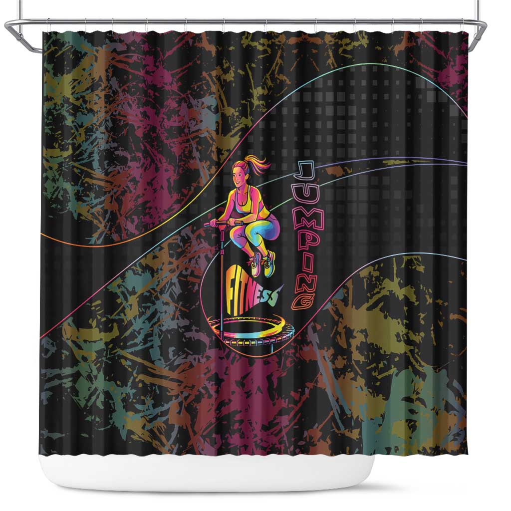 Jumping Fitness Shower Curtain Trampoline Workout Pop Art