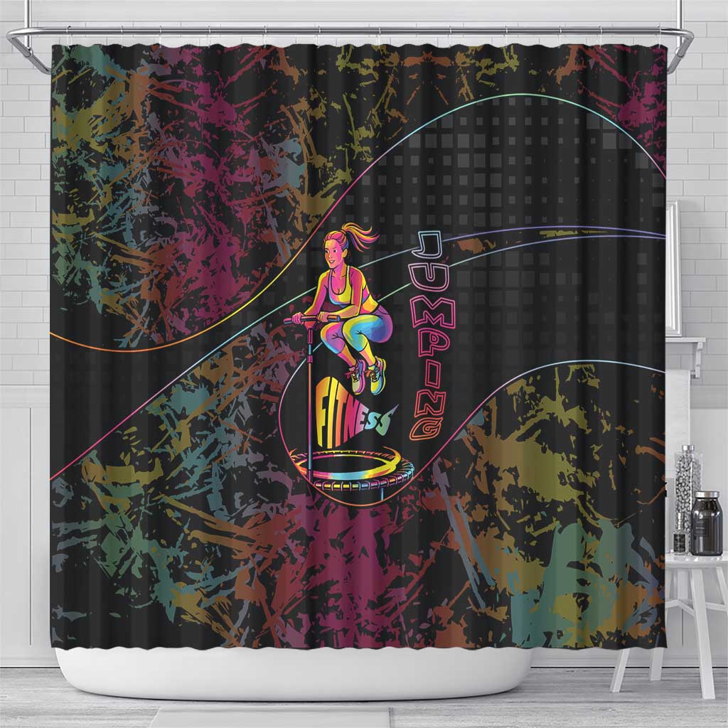 Jumping Fitness Shower Curtain Trampoline Workout Pop Art