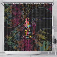 Jumping Fitness Shower Curtain Trampoline Workout Pop Art