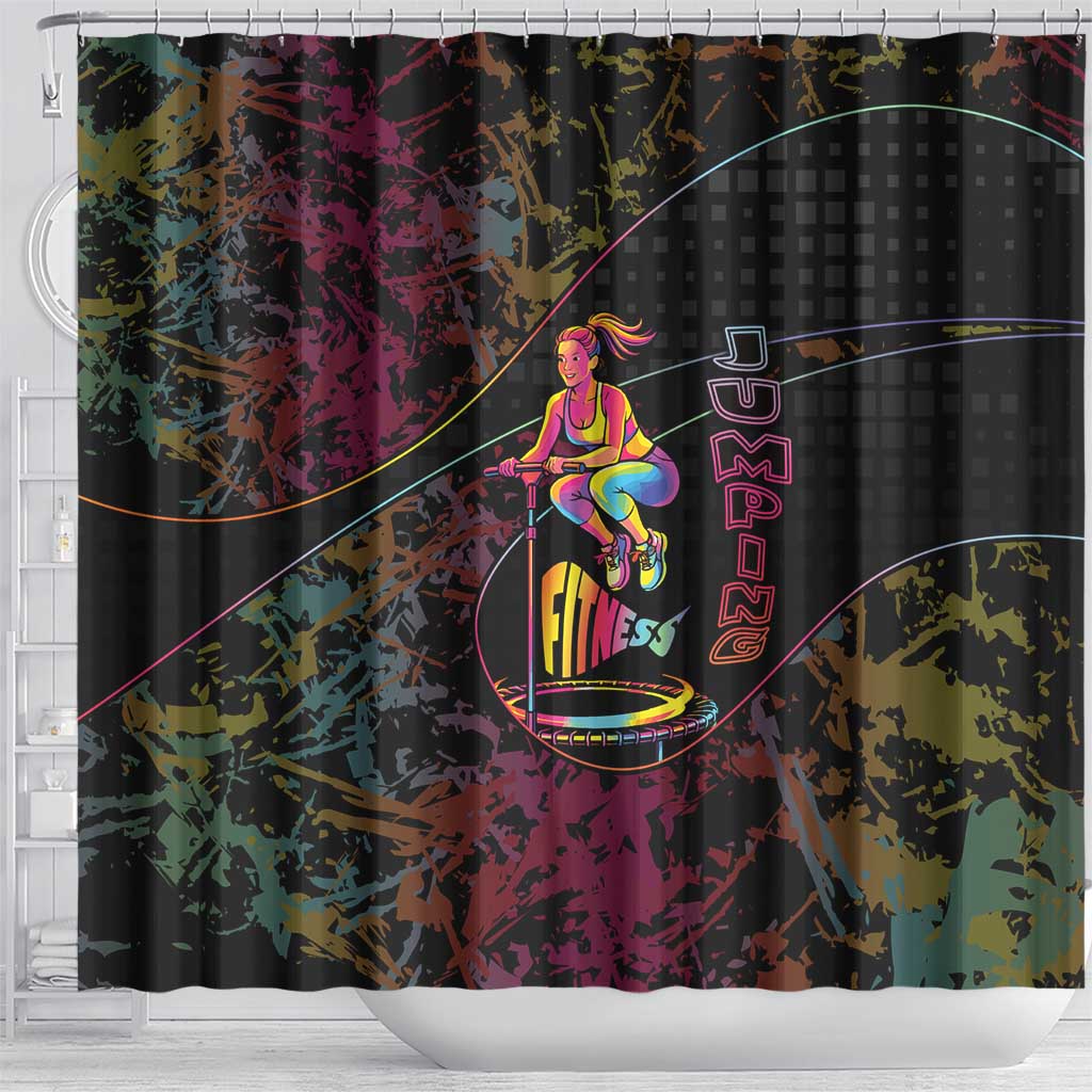 Jumping Fitness Shower Curtain Trampoline Workout Pop Art