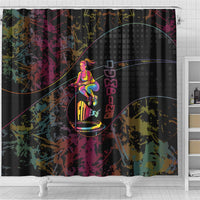 Jumping Fitness Shower Curtain Trampoline Workout Pop Art