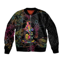 Personalized Jumping Fitness Sleeve Zip Bomber Jacket Trampoline Workout Pop Art