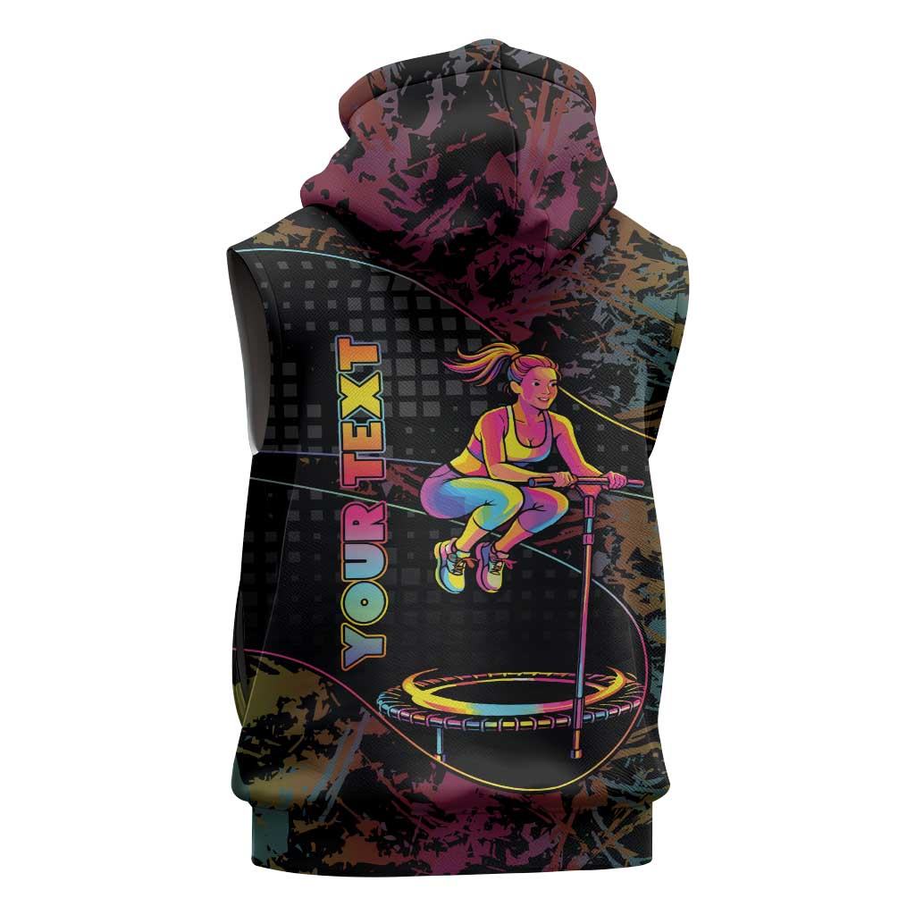 Personalized Jumping Fitness Sleeveless Hoodie Trampoline Workout Pop Art