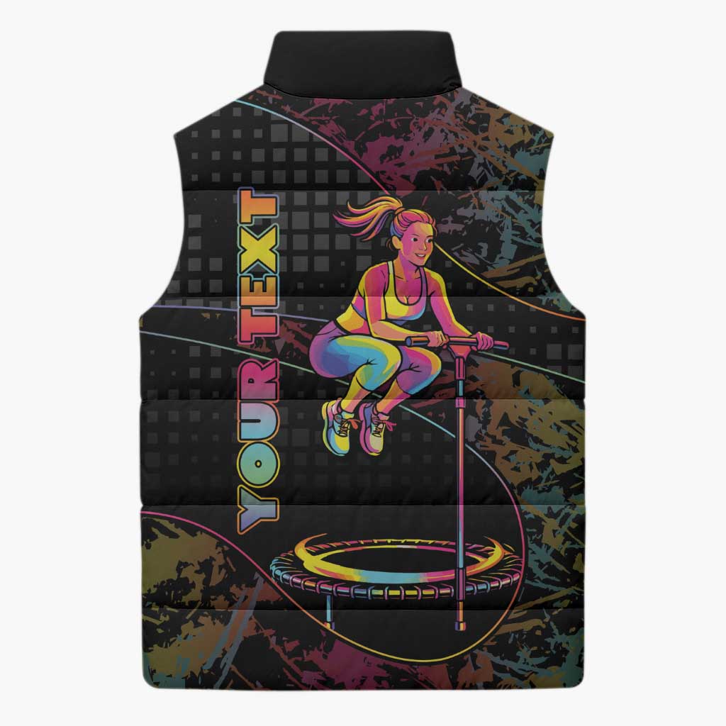 Personalized Jumping Fitness Sleeveless Puffer Jacket Trampoline Workout Pop Art