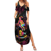 Personalized Jumping Fitness Summer Maxi Dress Trampoline Workout Pop Art