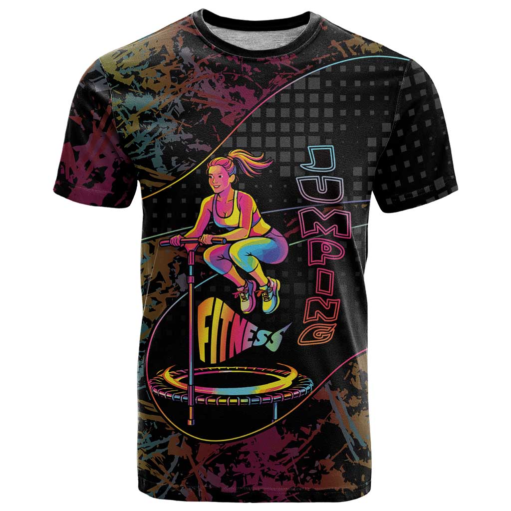 Personalized Jumping Fitness T Shirt Trampoline Workout Pop Art