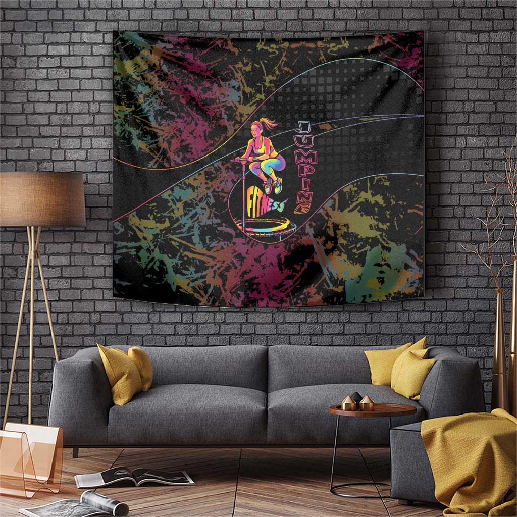 Jumping Fitness Tapestry Trampoline Workout Pop Art