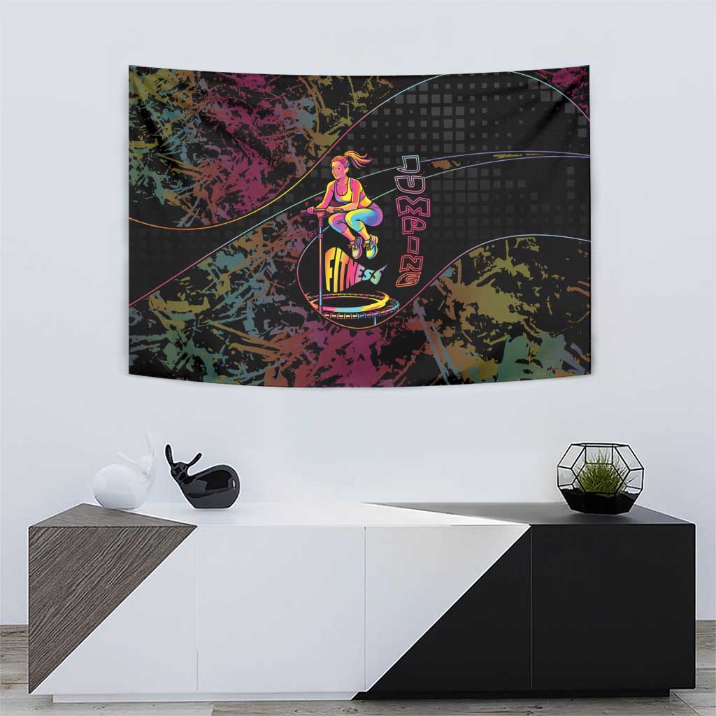 Jumping Fitness Tapestry Trampoline Workout Pop Art