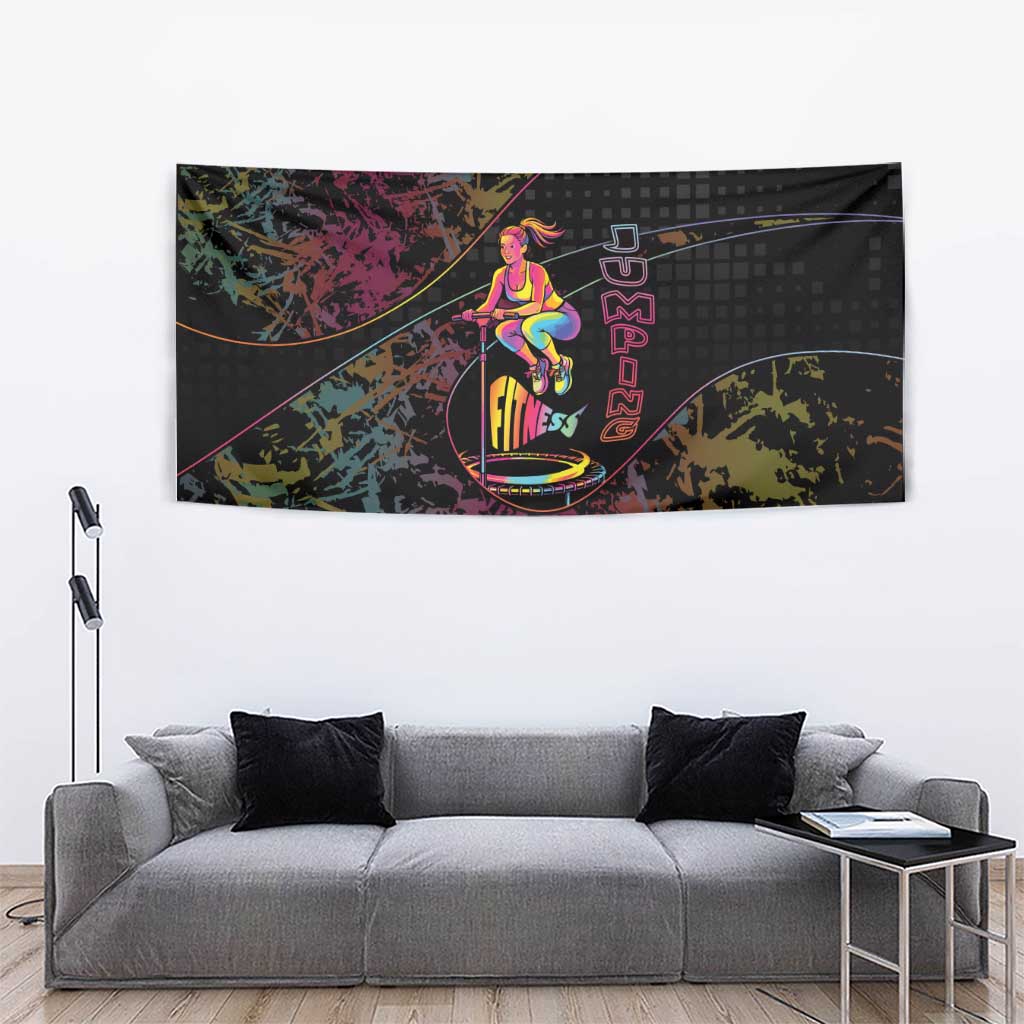 Jumping Fitness Tapestry Trampoline Workout Pop Art