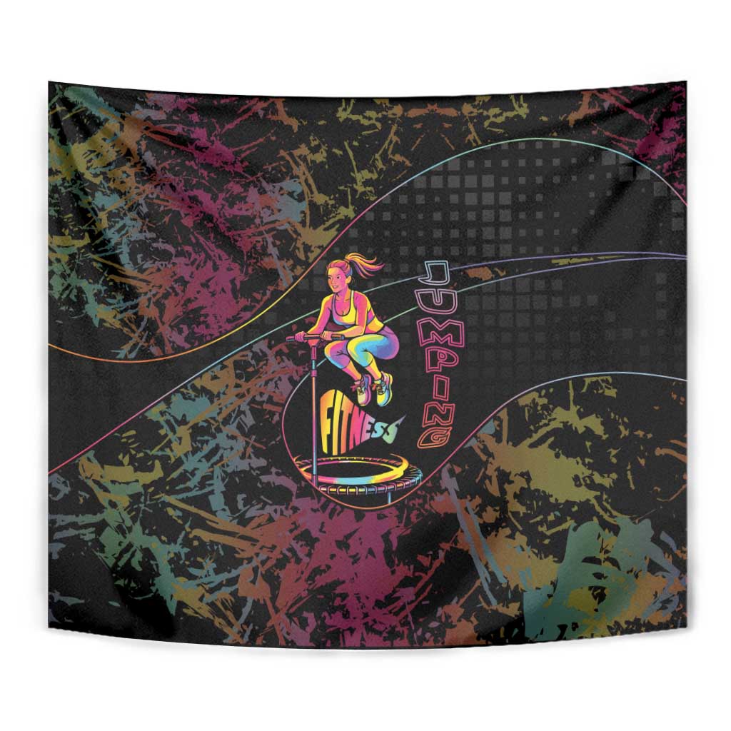 Jumping Fitness Tapestry Trampoline Workout Pop Art