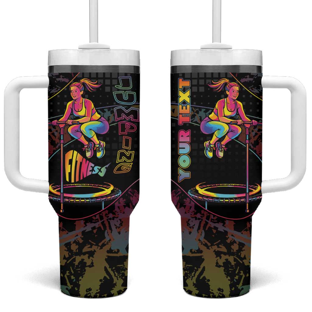Personalized Jumping Fitness Tumbler With Handle Trampoline Workout Pop Art