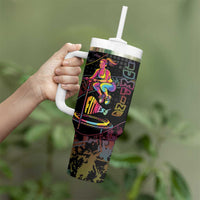 Personalized Jumping Fitness Tumbler With Handle Trampoline Workout Pop Art