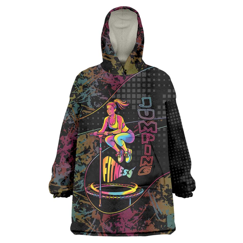 Personalized Jumping Fitness Wearable Blanket Hoodie Trampoline Workout Pop Art