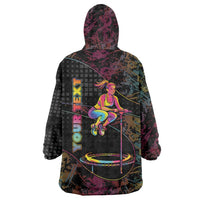 Personalized Jumping Fitness Wearable Blanket Hoodie Trampoline Workout Pop Art