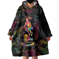 Personalized Jumping Fitness Wearable Blanket Hoodie Trampoline Workout Pop Art