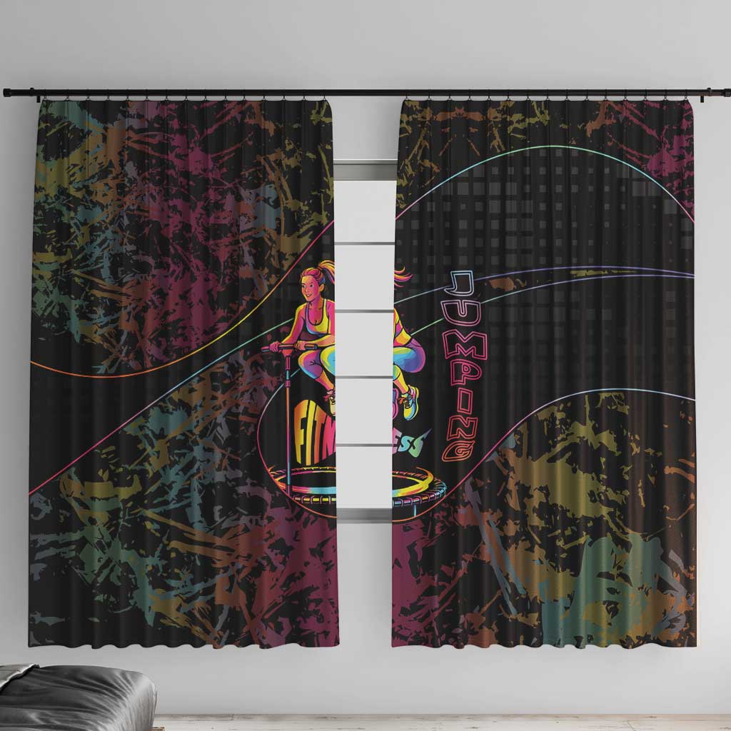 Jumping Fitness Window Curtain Trampoline Workout Pop Art
