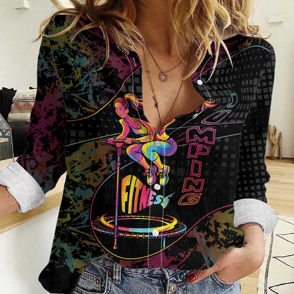 Personalized Jumping Fitness Women Casual Shirt Trampoline Workout Pop Art