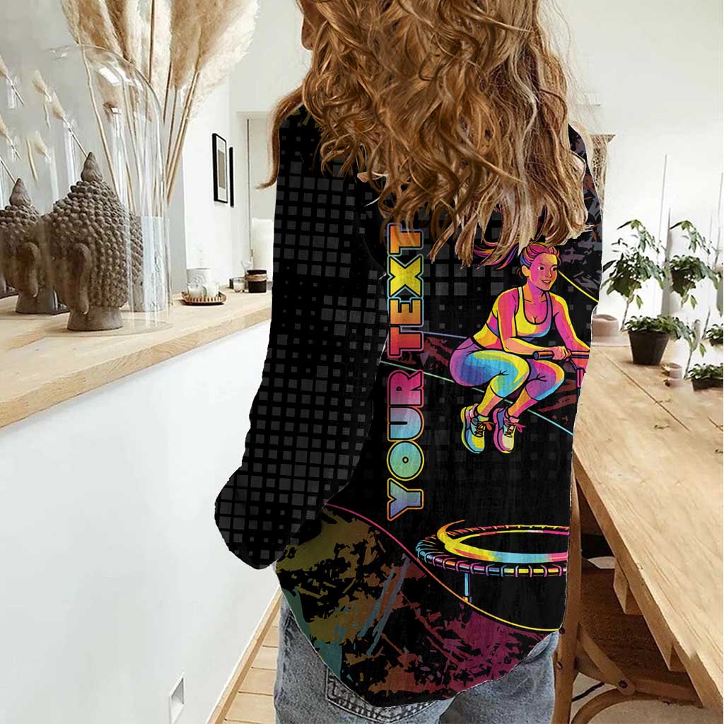 Personalized Jumping Fitness Women Casual Shirt Trampoline Workout Pop Art