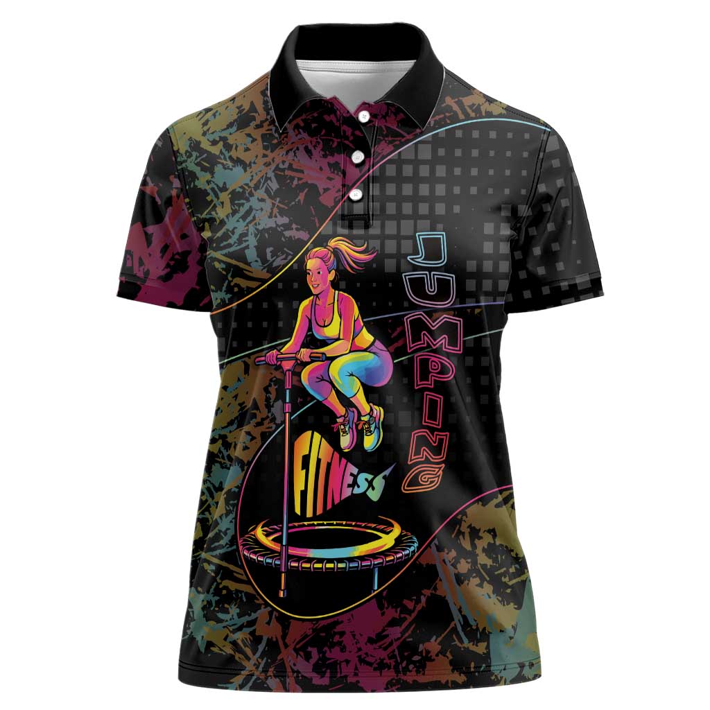 Personalized Jumping Fitness Women Polo Shirt Trampoline Workout Pop Art