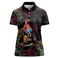 Personalized Jumping Fitness Women Polo Shirt Trampoline Workout Pop Art