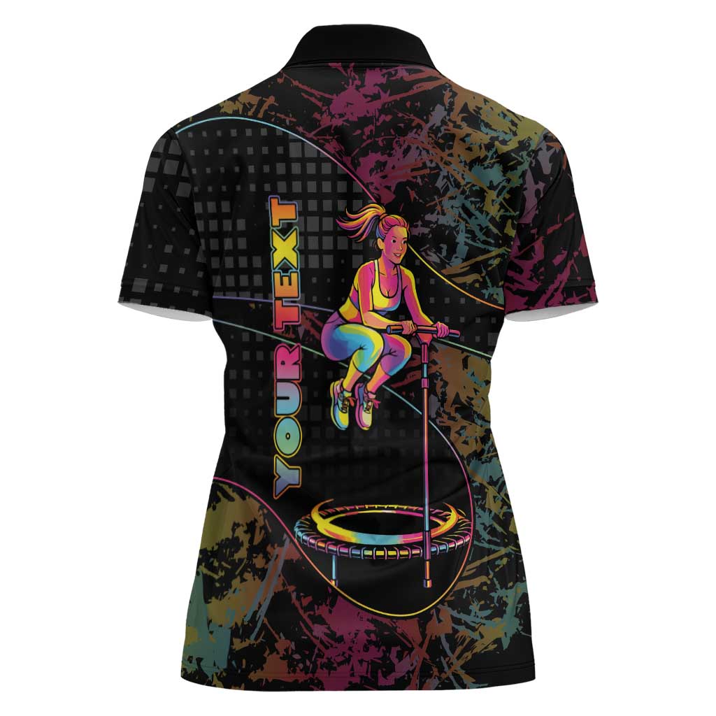 Personalized Jumping Fitness Women Polo Shirt Trampoline Workout Pop Art