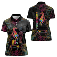 Personalized Jumping Fitness Women Polo Shirt Trampoline Workout Pop Art