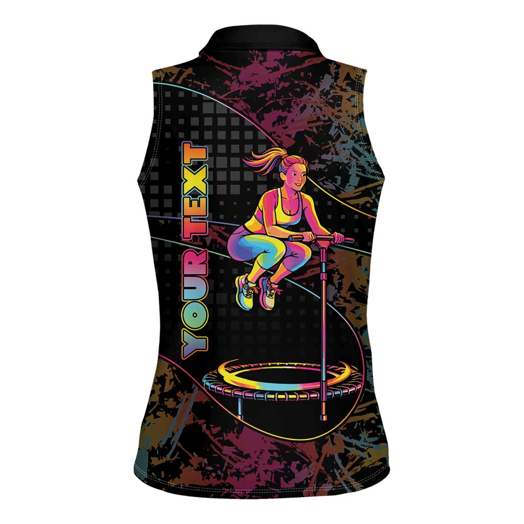 Personalized Jumping Fitness Women Sleeveless Polo Shirt Trampoline Workout Pop Art