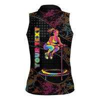 Personalized Jumping Fitness Women Sleeveless Polo Shirt Trampoline Workout Pop Art