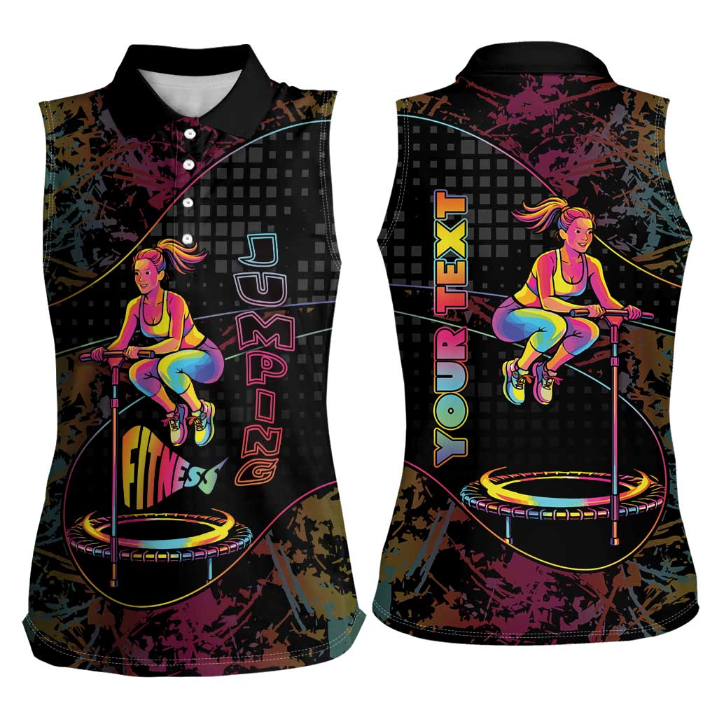 Personalized Jumping Fitness Women Sleeveless Polo Shirt Trampoline Workout Pop Art