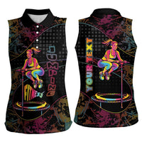 Personalized Jumping Fitness Women Sleeveless Polo Shirt Trampoline Workout Pop Art