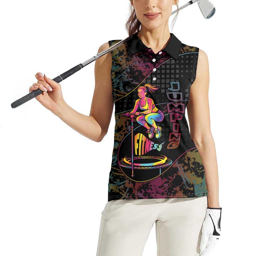 Personalized Jumping Fitness Women Sleeveless Polo Shirt Trampoline Workout Pop Art