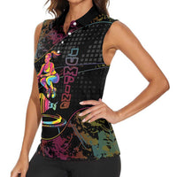Personalized Jumping Fitness Women Sleeveless Polo Shirt Trampoline Workout Pop Art