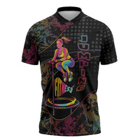 Personalized Jumping Fitness Zipper Polo Shirt Trampoline Workout Pop Art