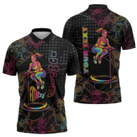 Personalized Jumping Fitness Zipper Polo Shirt Trampoline Workout Pop Art