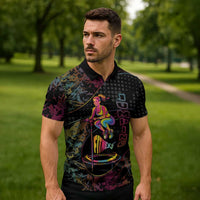Personalized Jumping Fitness Zipper Polo Shirt Trampoline Workout Pop Art