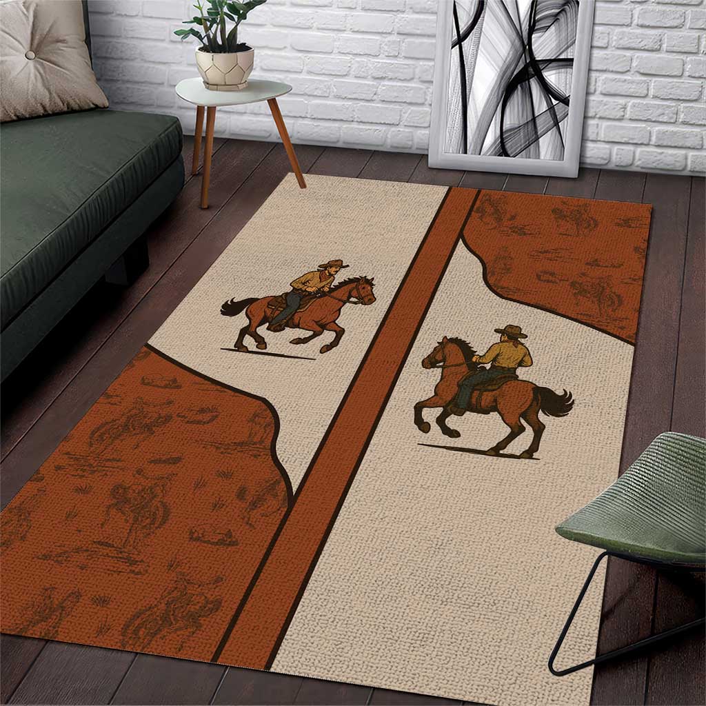 Cowboy Area Rug Horse Riding Retro Western Yoke